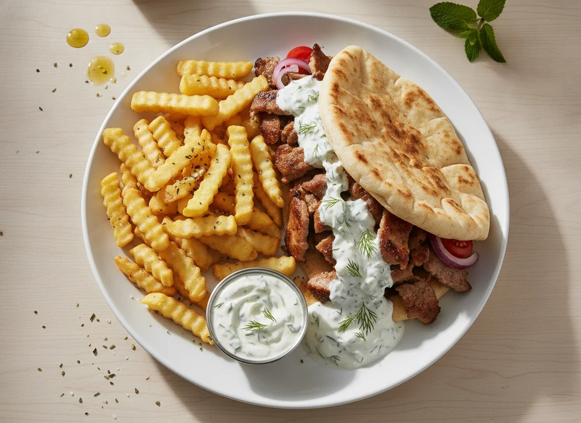 Gyros Pita with French Fries photo