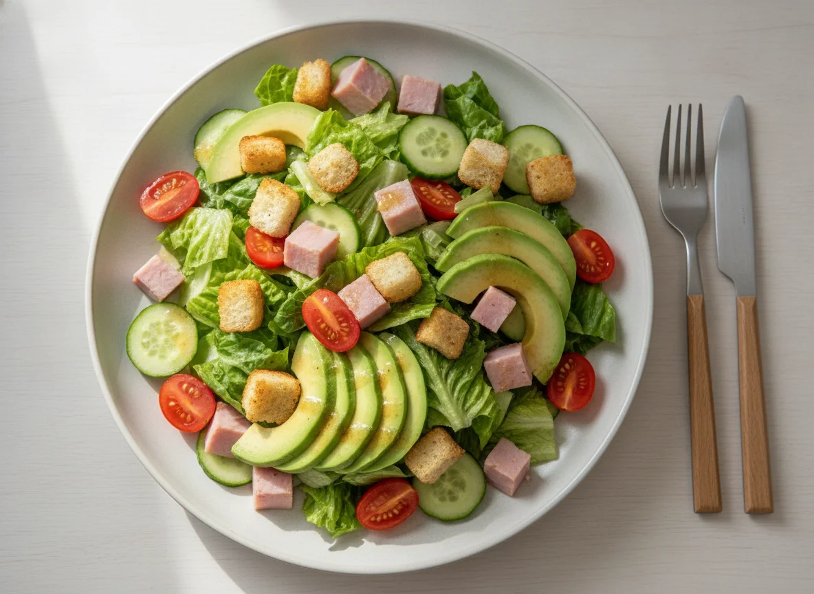 Ham and Avocado Salad with Croutons photo