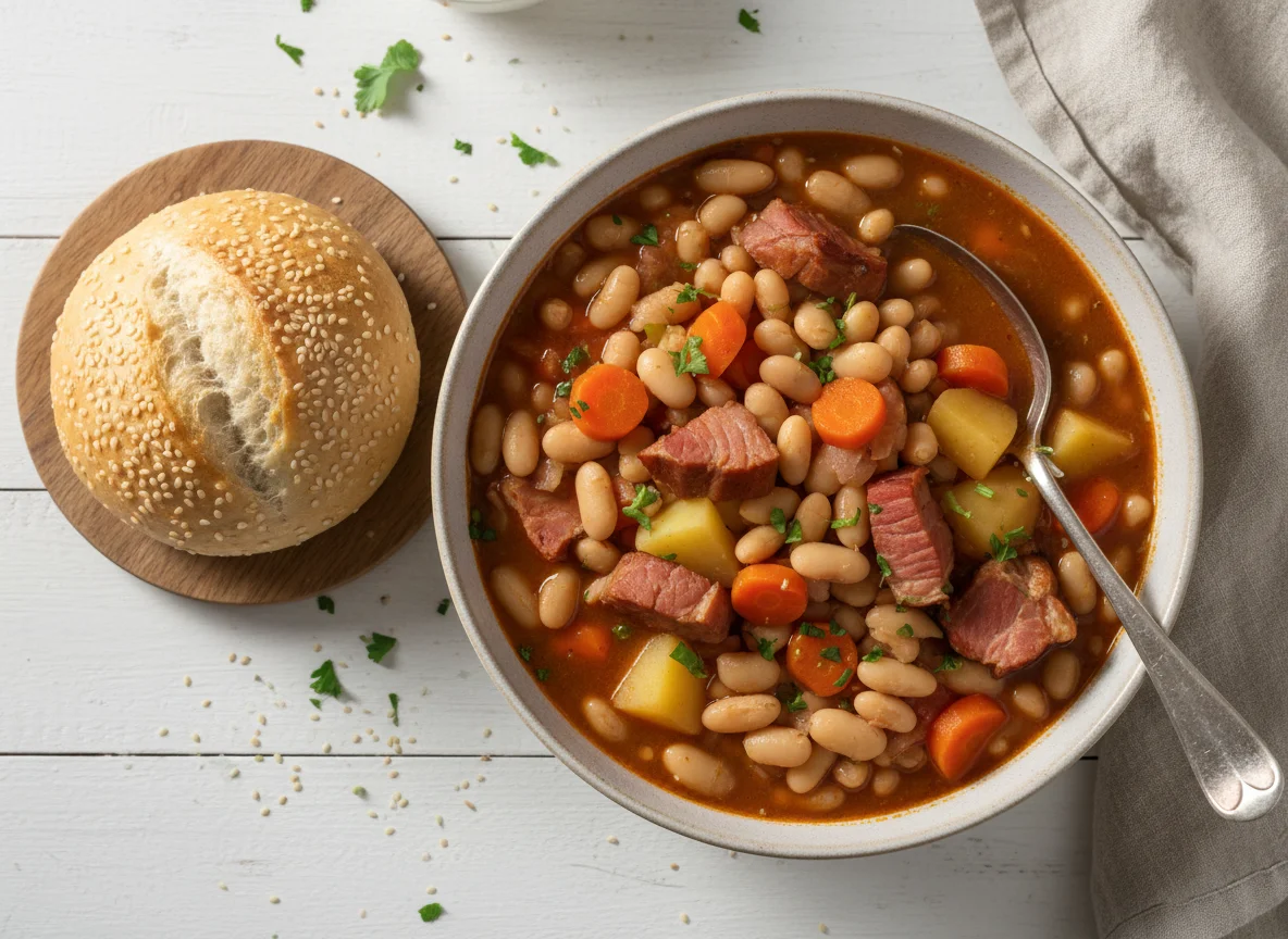Ham and Bean Stew with Bread photo