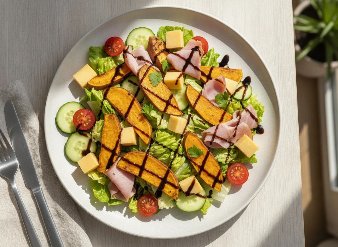 Ham and Cheddar Salad with Sweet Potato photo