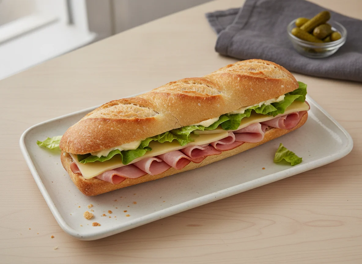 Ham and Cheese Baguette Sandwich photo
