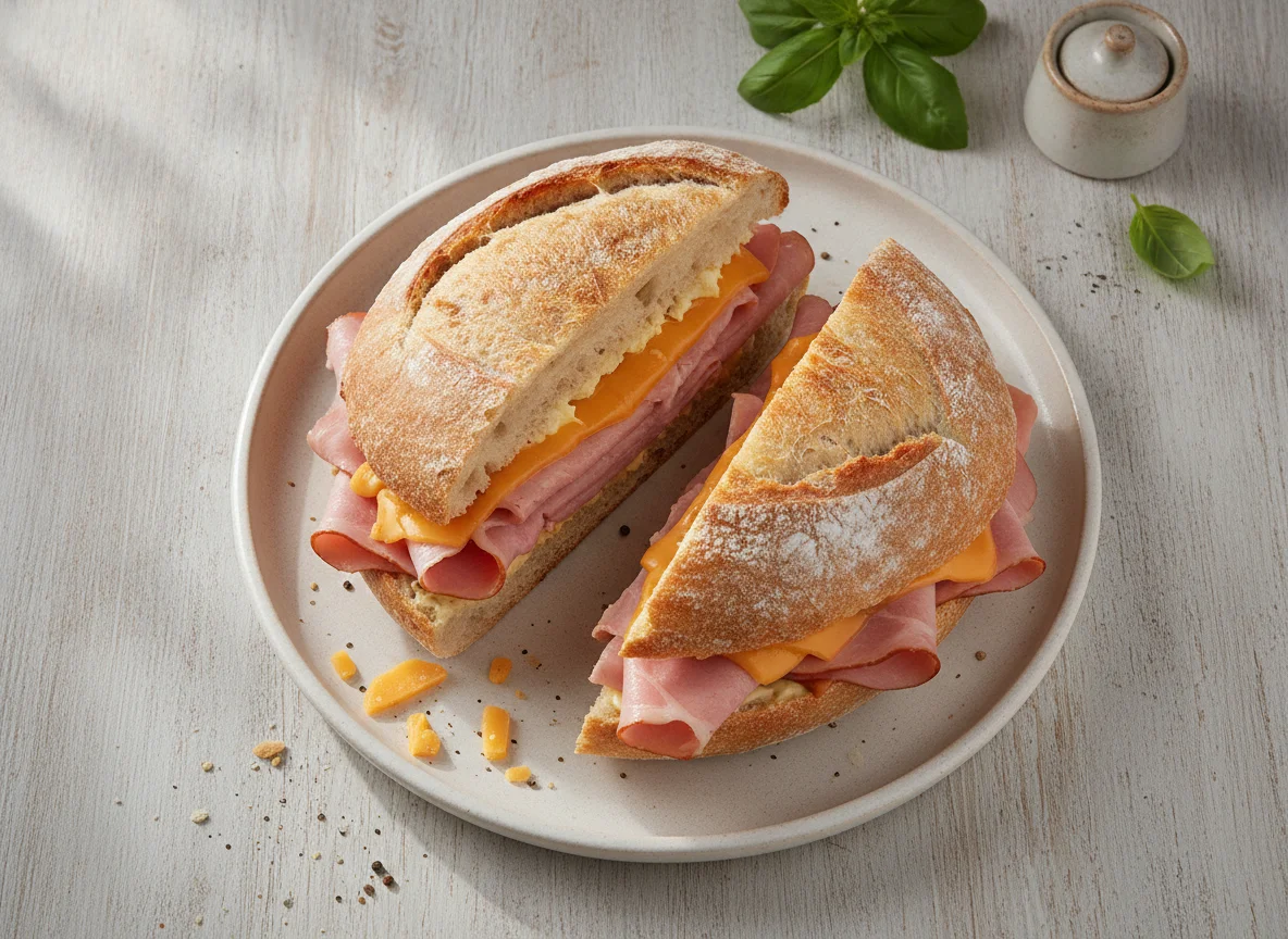 Ham and Cheese Ciabatta Sandwich photo