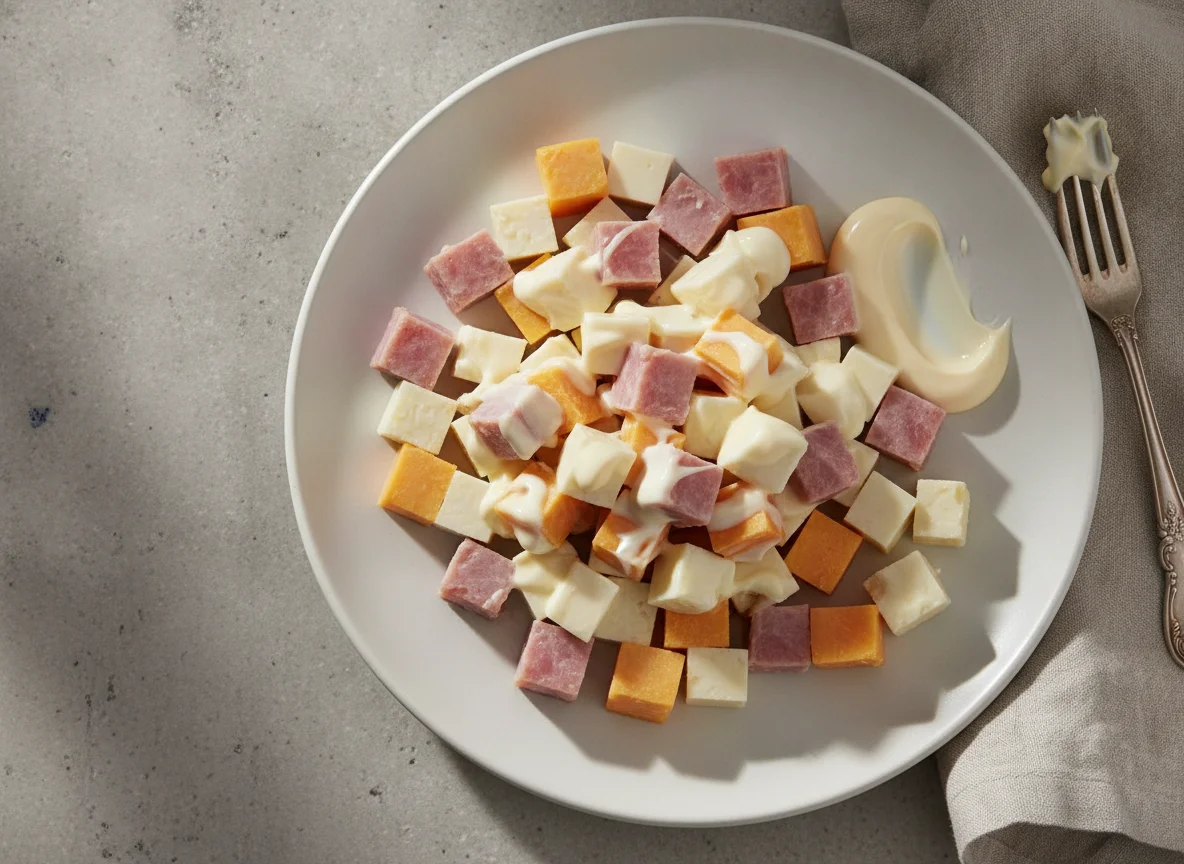 Ham and Cheese Cubes with Mayonnaise photo