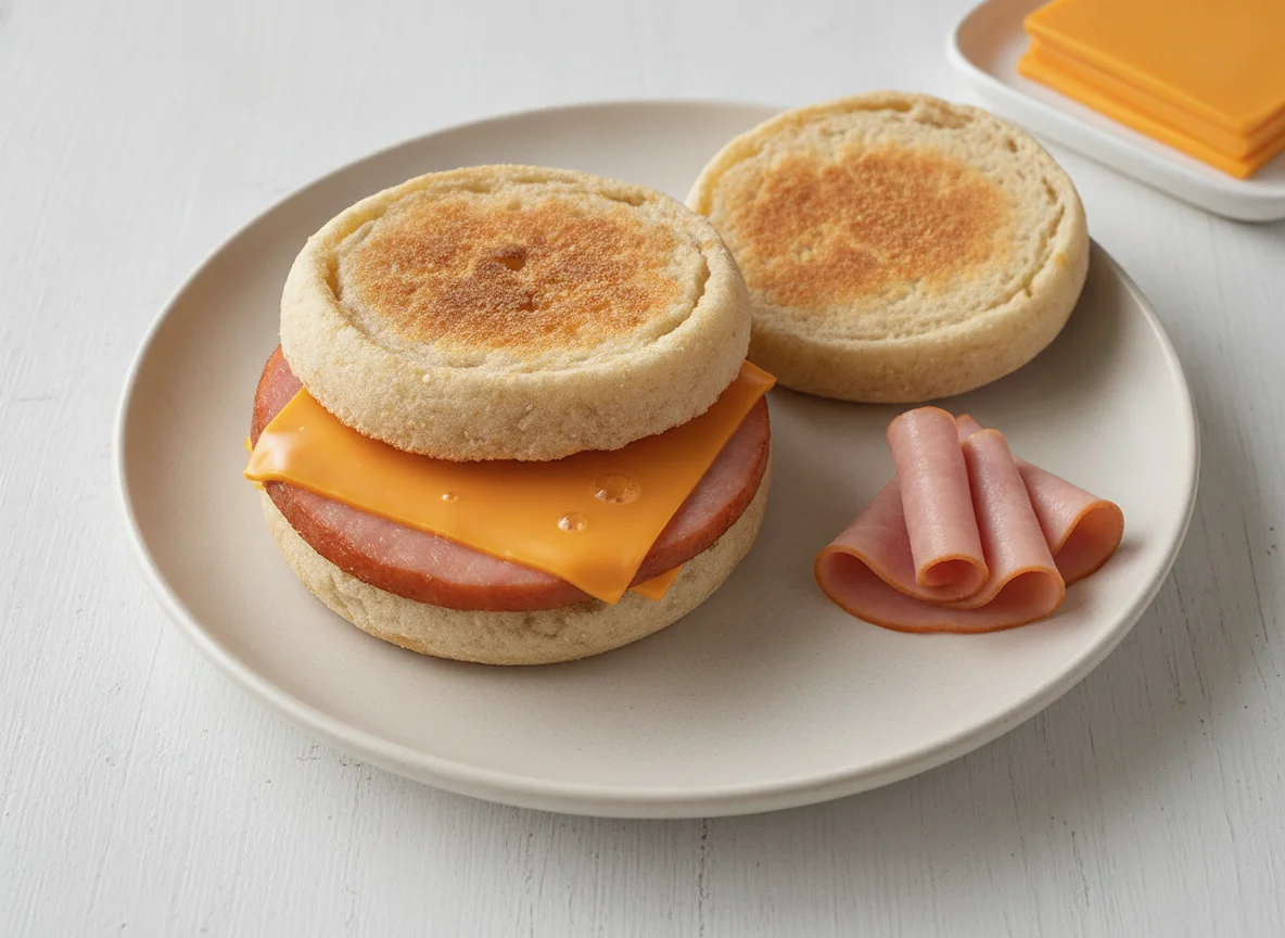 Ham and Cheese English Muffin Sandwich photo