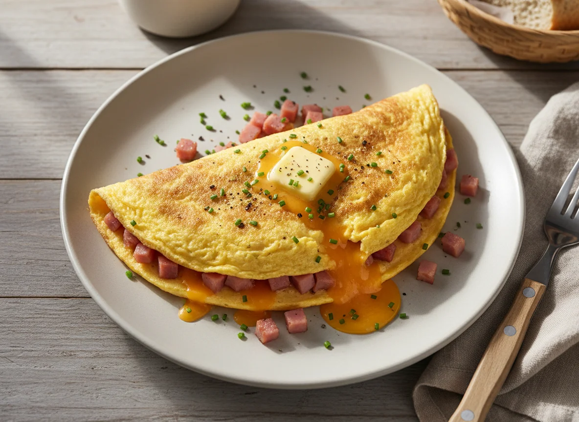 Ham and Cheese Omelette with Butter photo