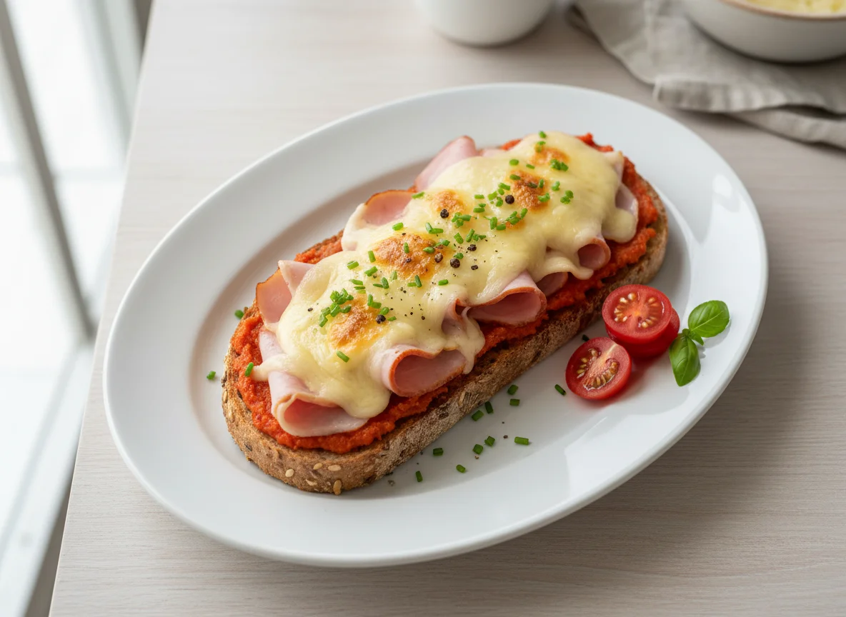 Ham and Cheese Open Sandwich photo