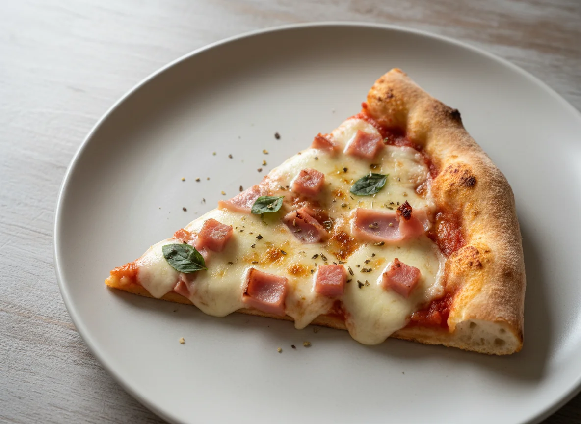 Ham and Cheese Pizza Slice photo