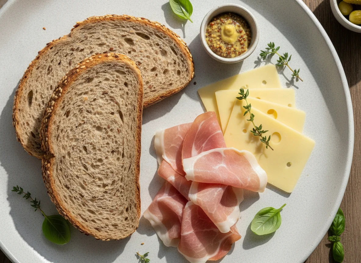 Ham and cheese sandwich ingredients photo