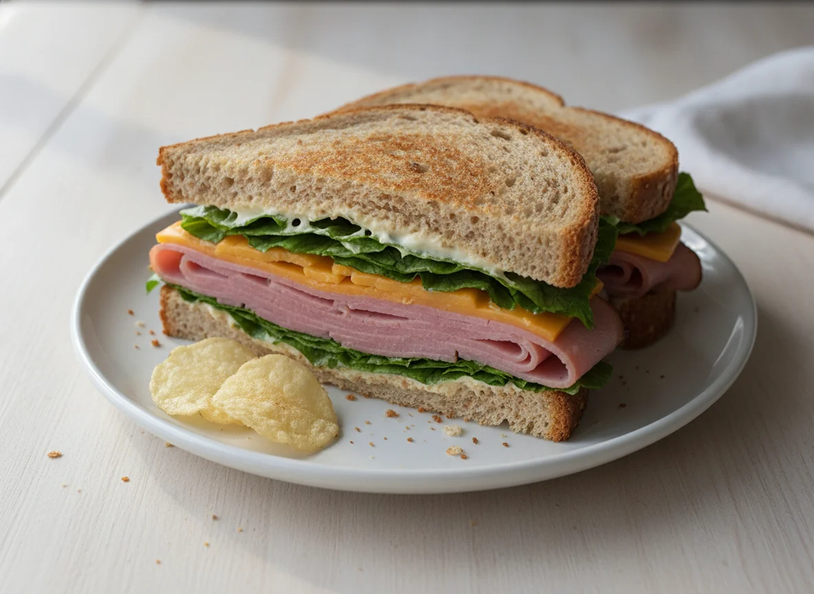 Ham and Cheese Sandwich on Whole Wheat photo
