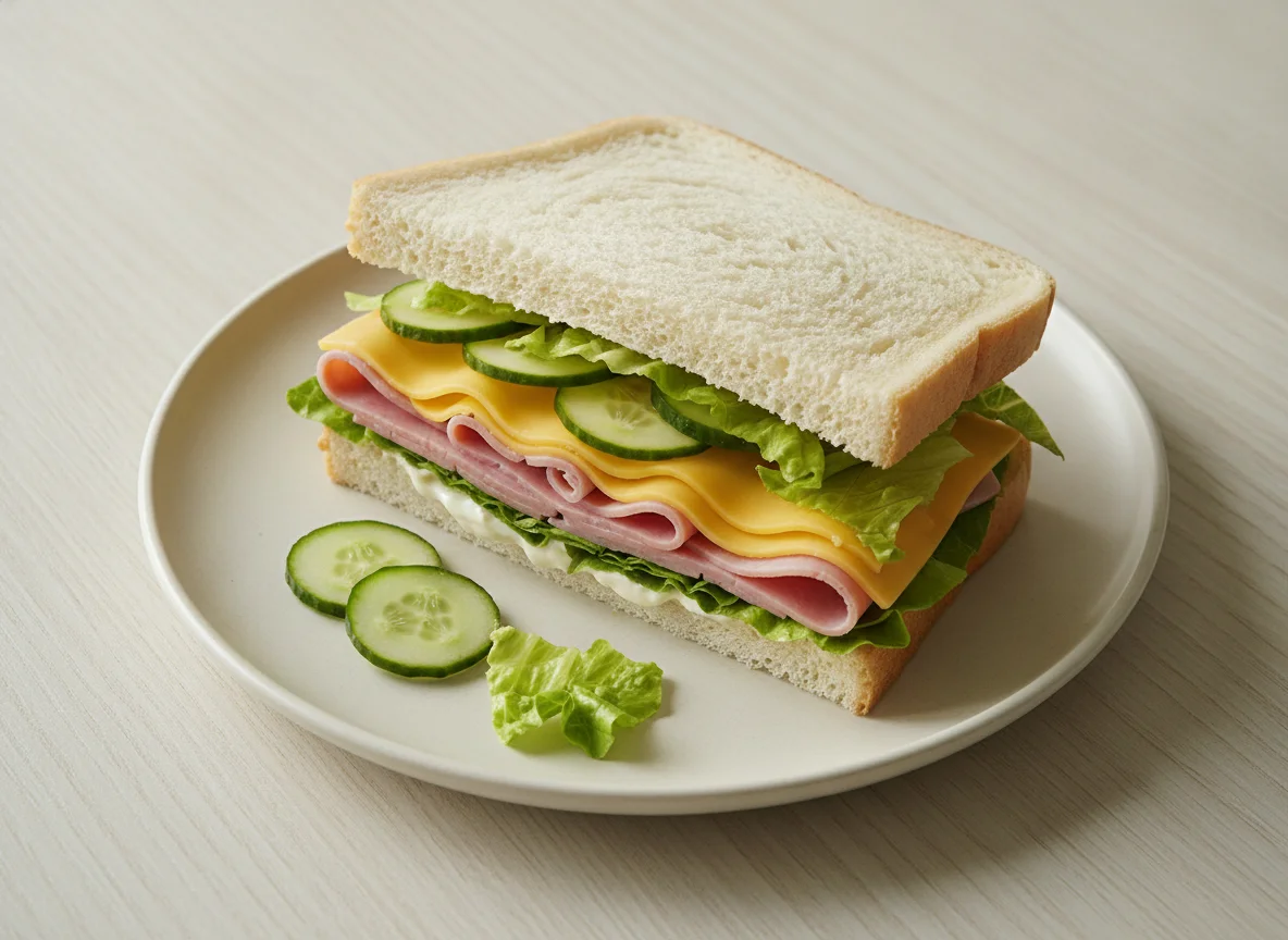 Ham and Cheese Sandwich with Cucumber photo