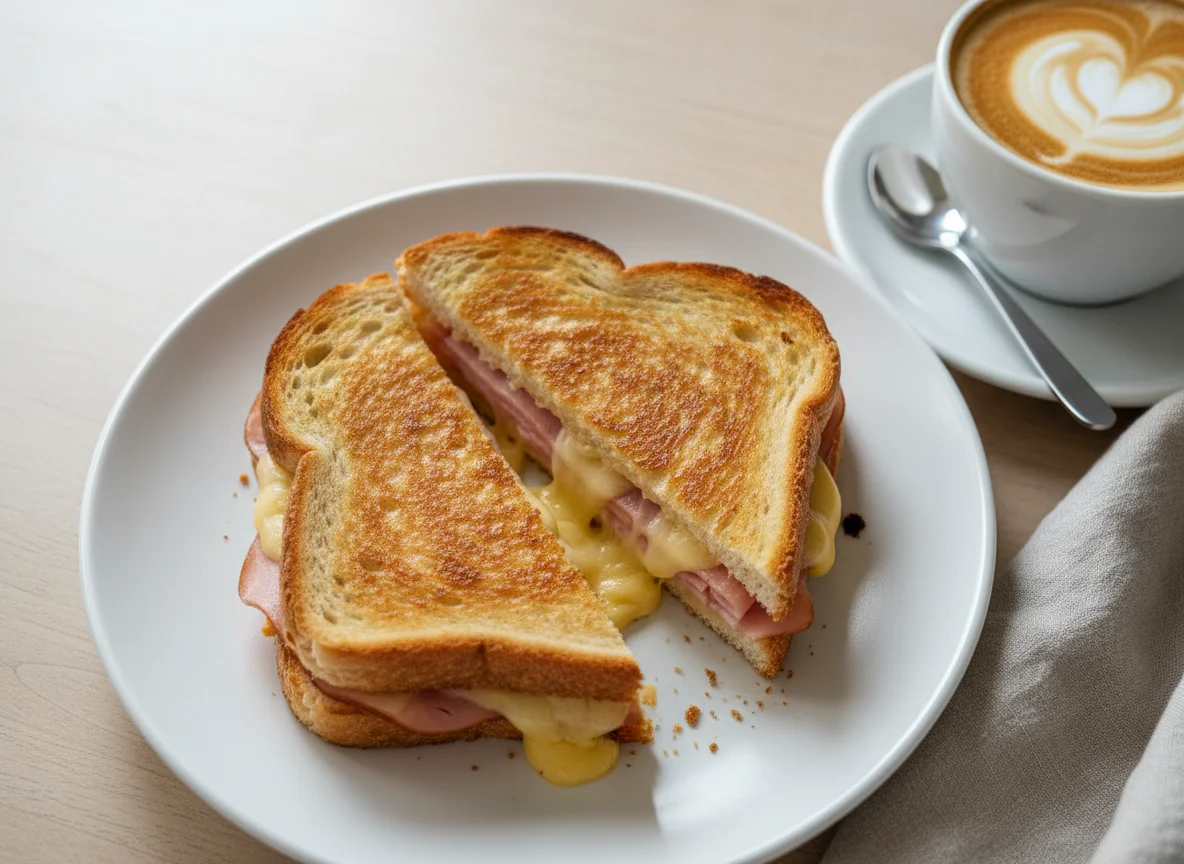 Ham and Cheese Toastie with Coffee photo