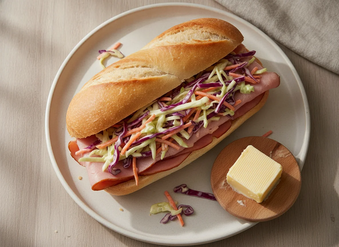 Ham and Coleslaw Bread Roll photo