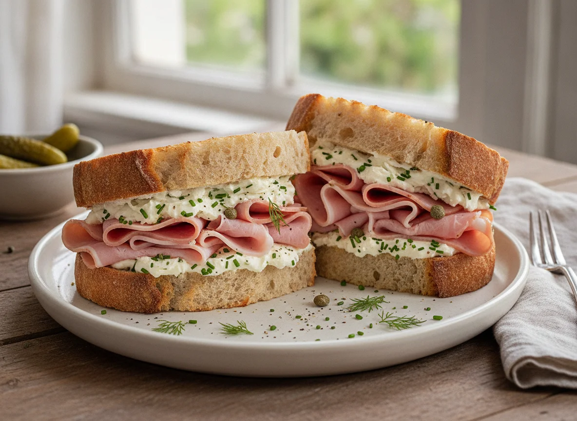 Ham and cream cheese sandwich photo