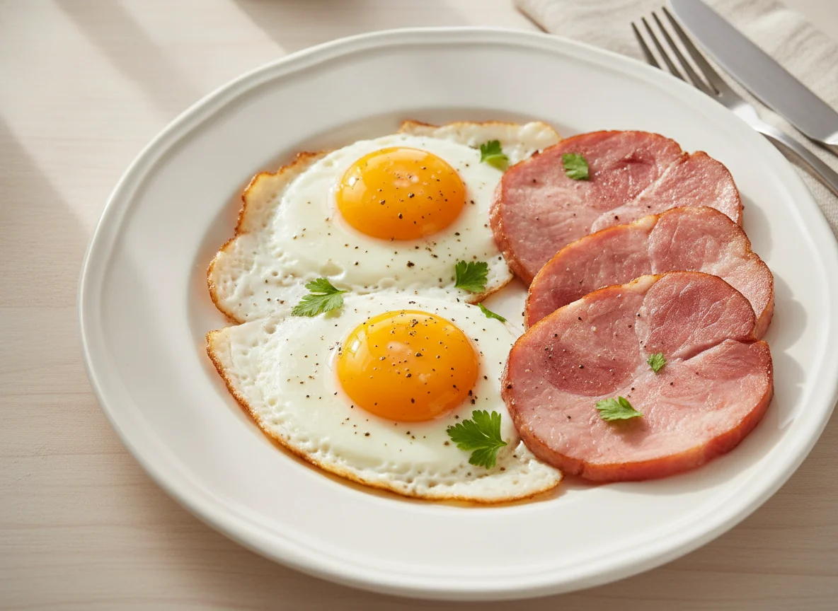 Ham and eggs photo