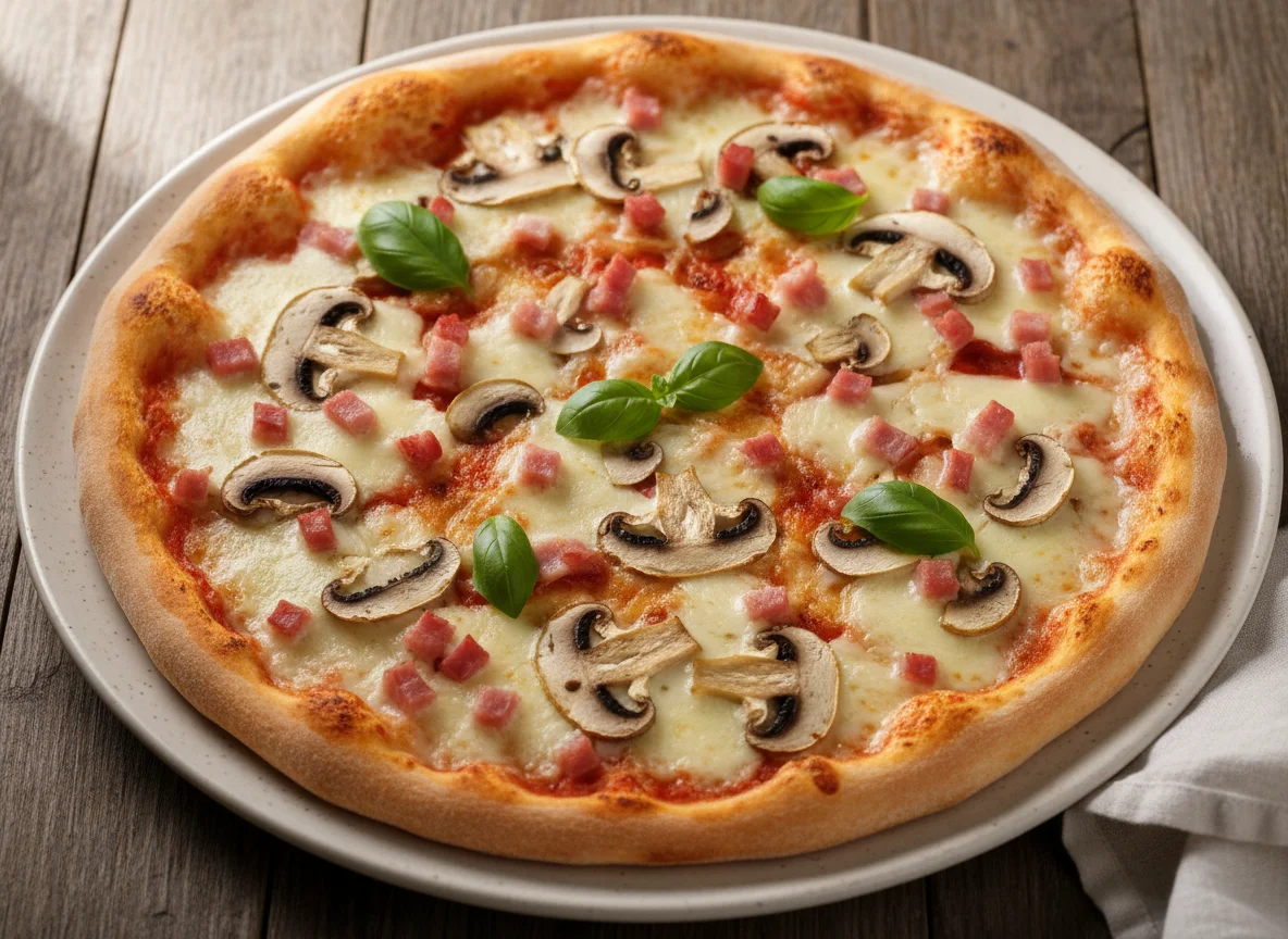 Ham and Mushroom Pizza photo