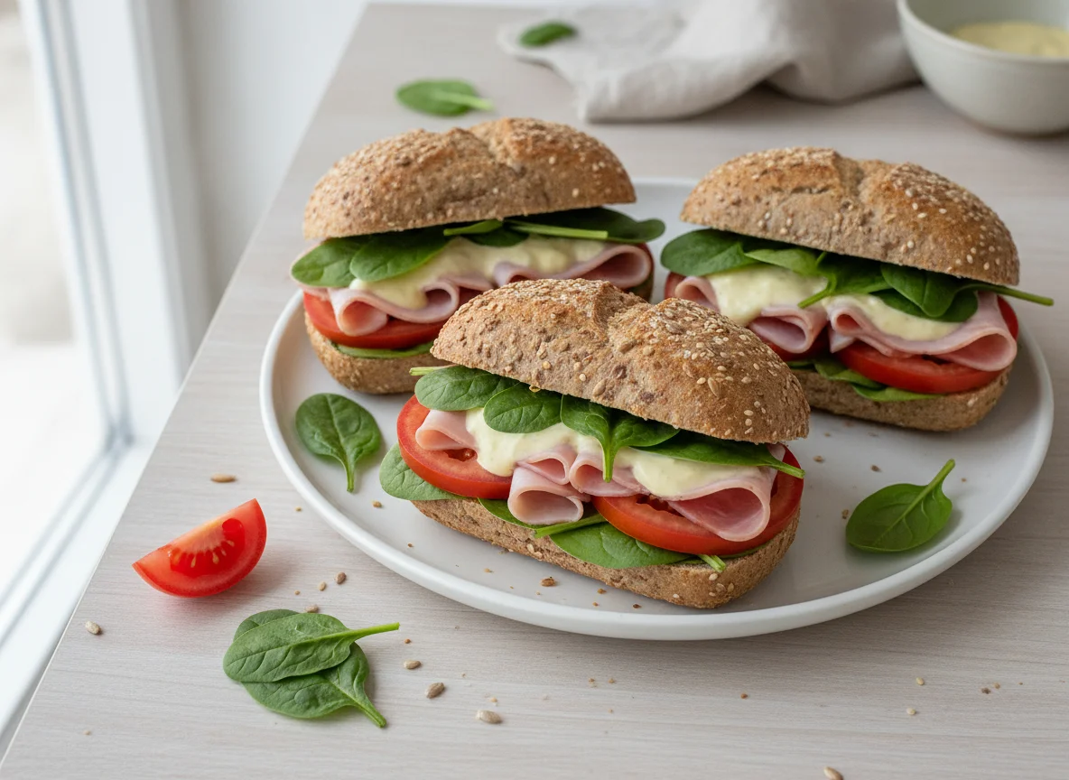 Ham and Salad Wholemeal Rolls photo