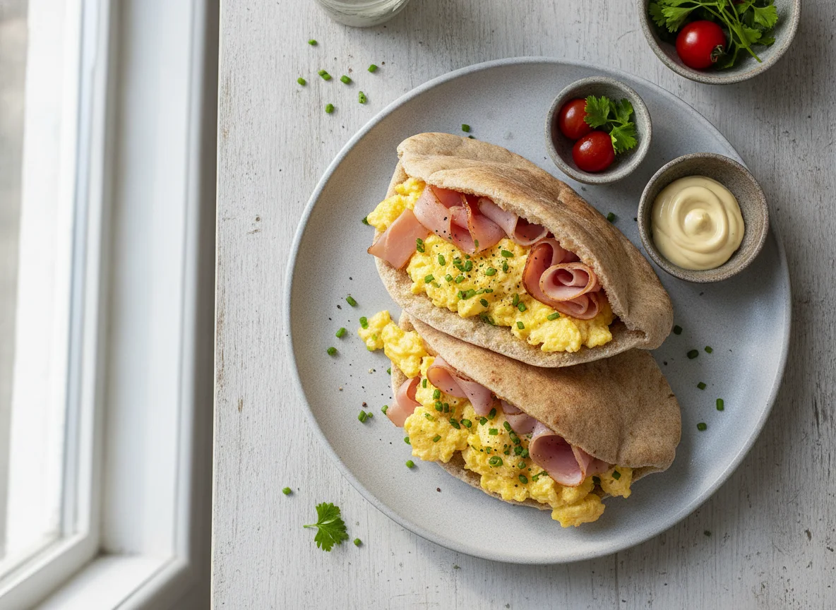 Ham and Scrambled Egg Pita photo