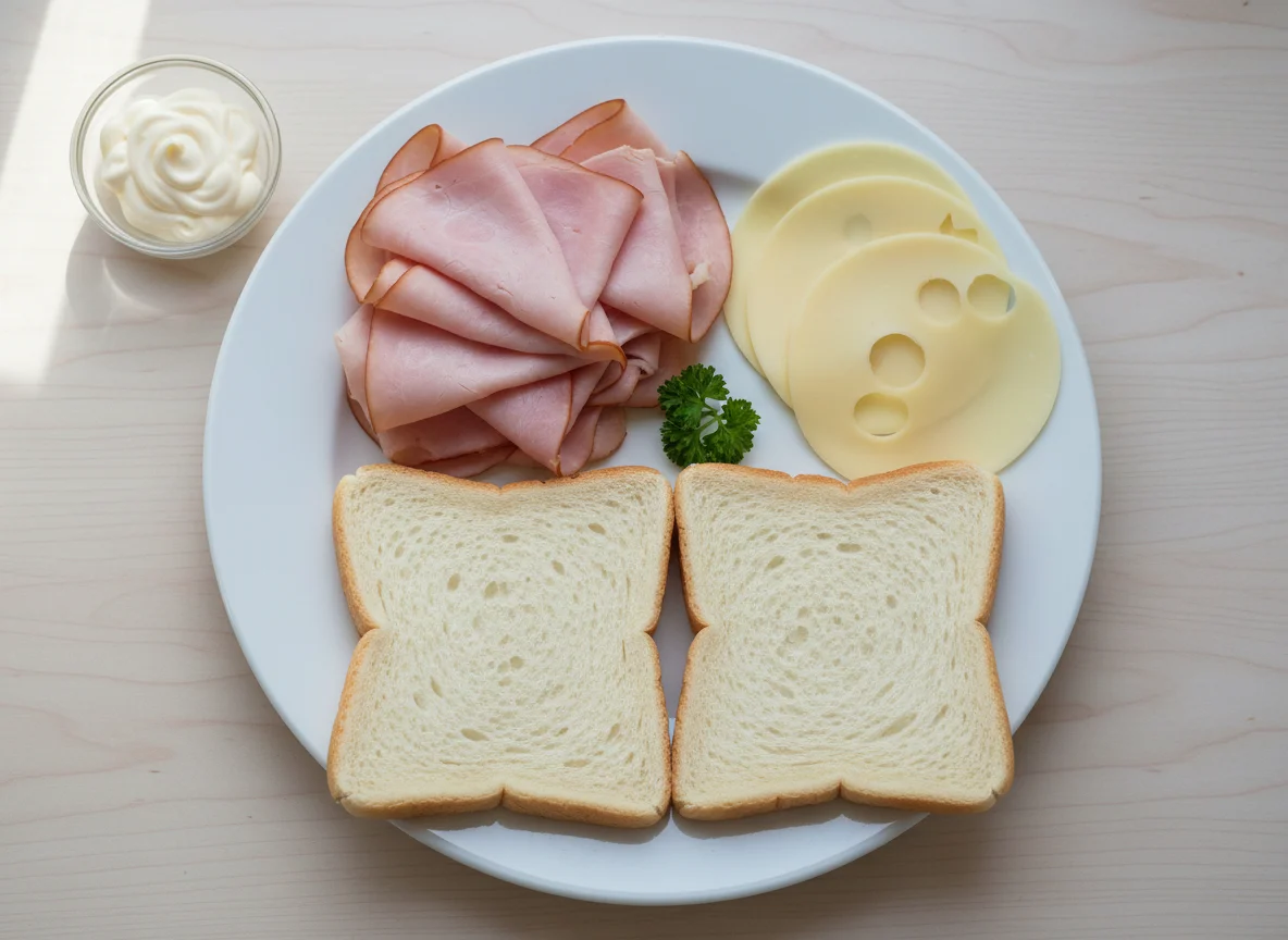 Ham and Swiss Cheese Sandwich (unassembled) photo