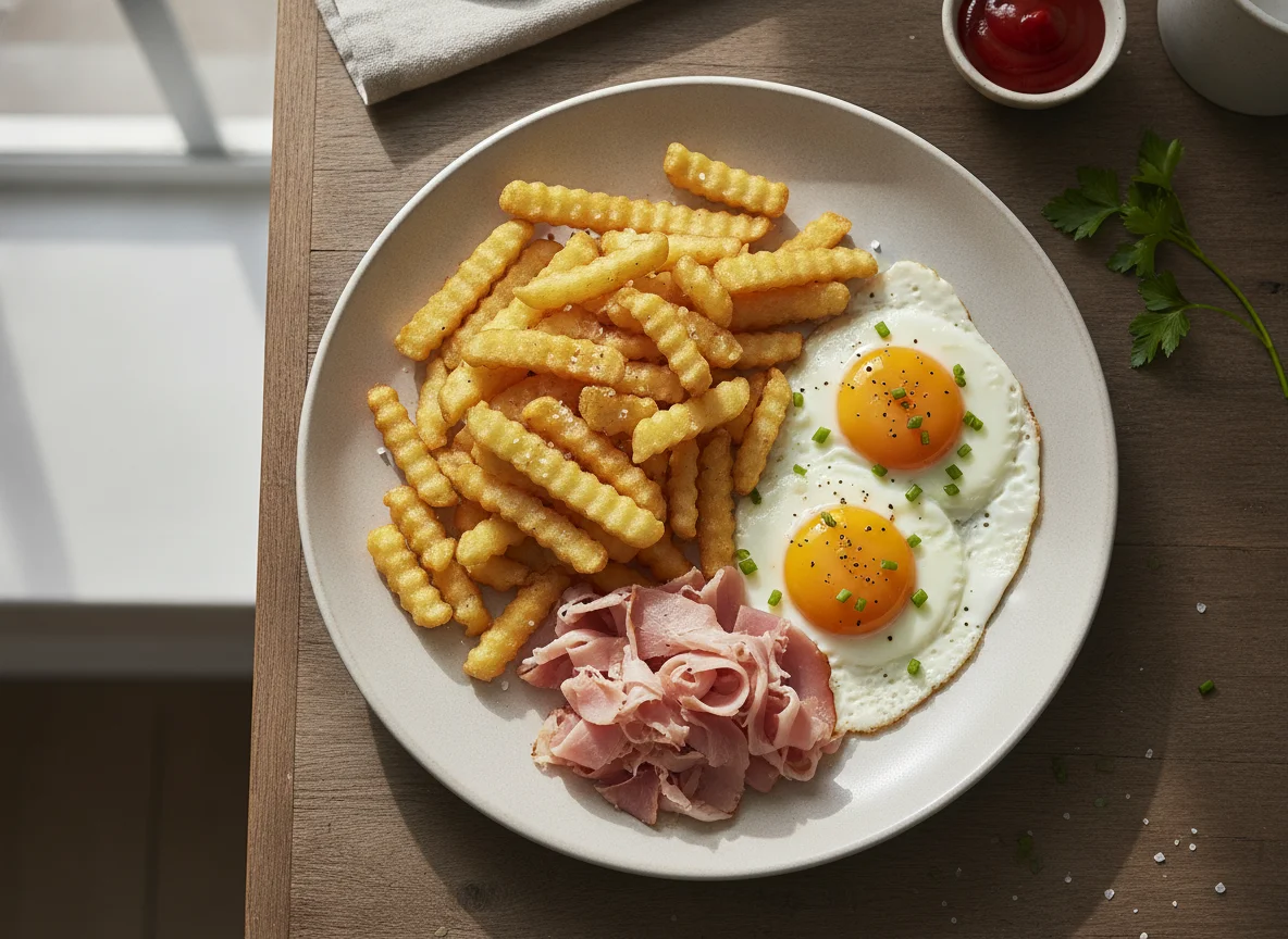 Ham, Egg and Chips photo