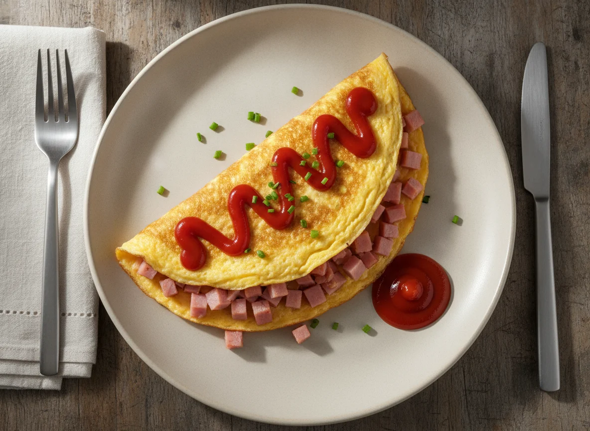 Ham Omelette with Ketchup photo