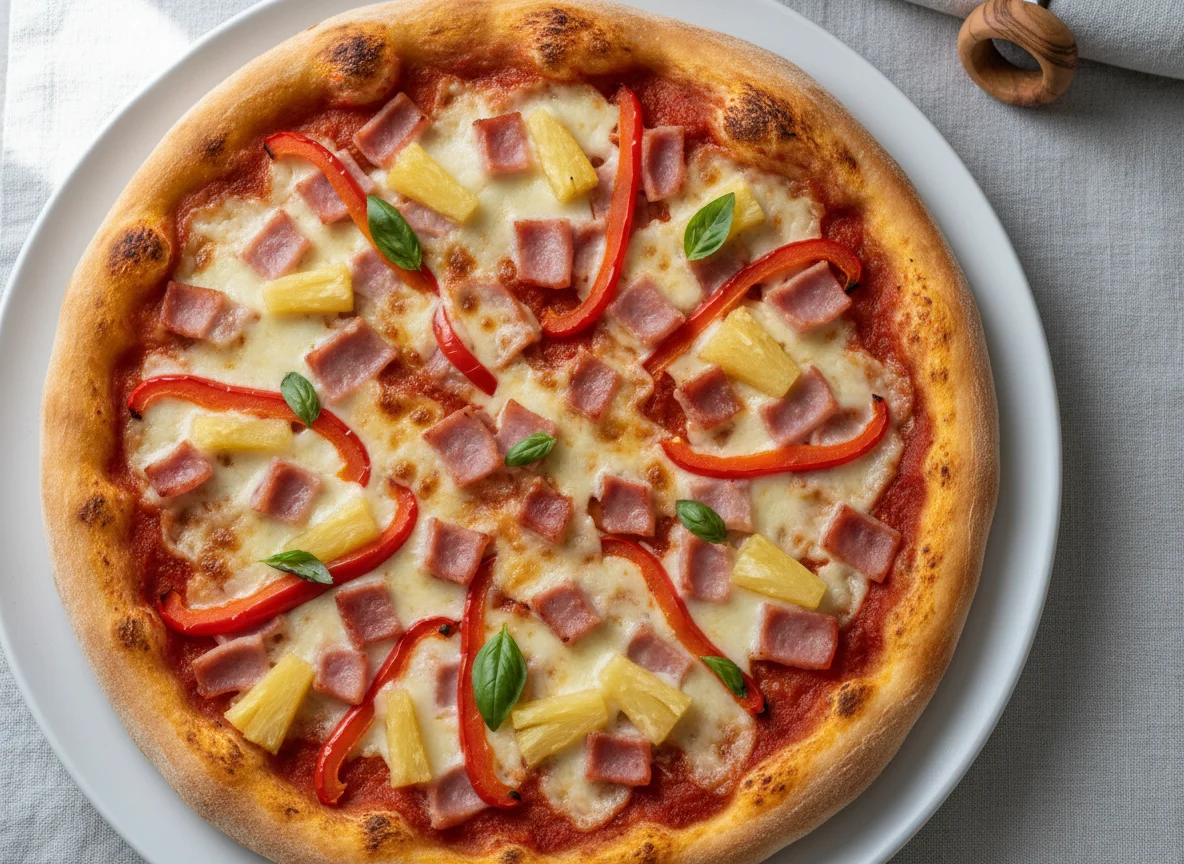 Ham, Pineapple, and Red Pepper Pizza photo