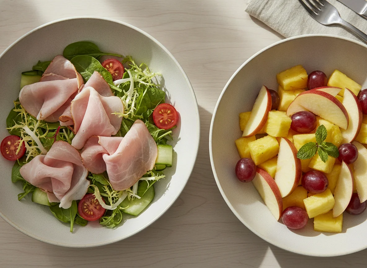 Ham Salad and Mixed Fruit Pot photo