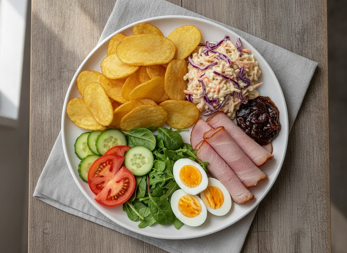 Ham Salad with Chips and Coleslaw photo