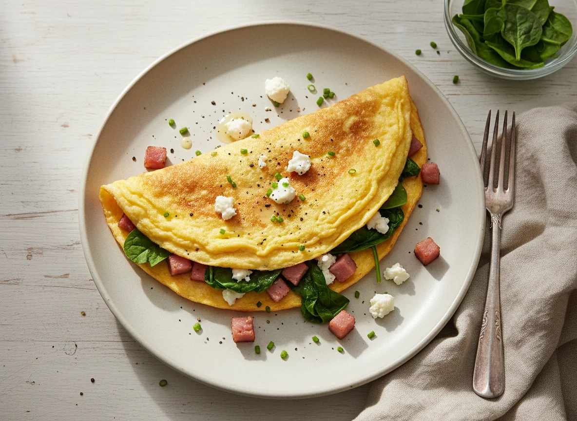 Ham, Spinach, and Feta Omelet photo