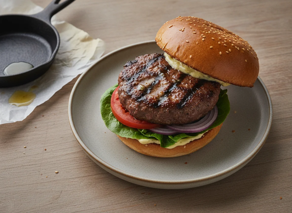 Hamburger on Brioche Bun photo
