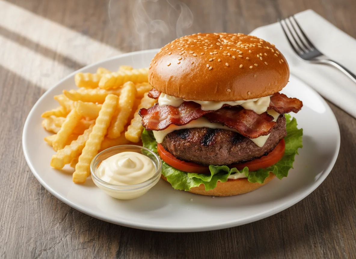 Hamburger with Fries photo
