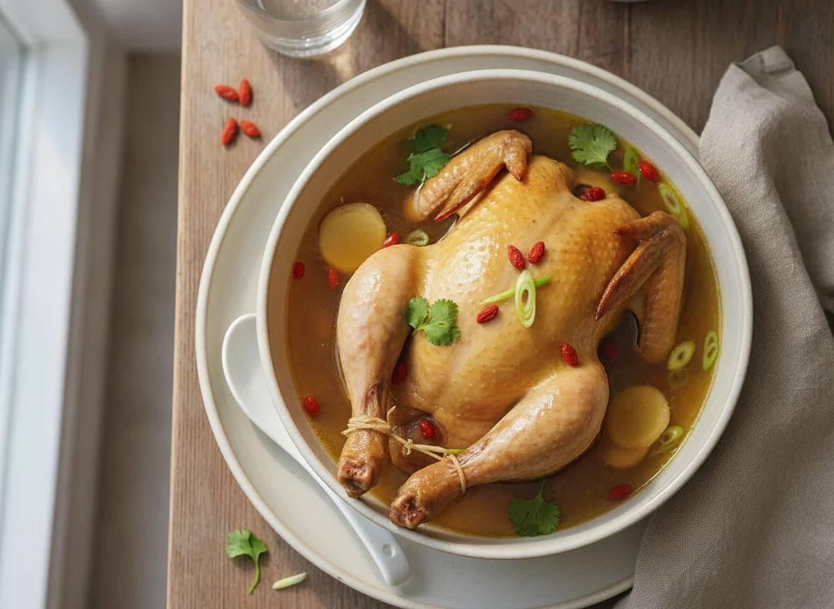 Herbal Steamed Chicken with Goji Berries photo