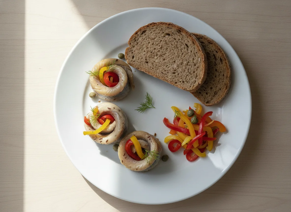 Herring roll with bread photo