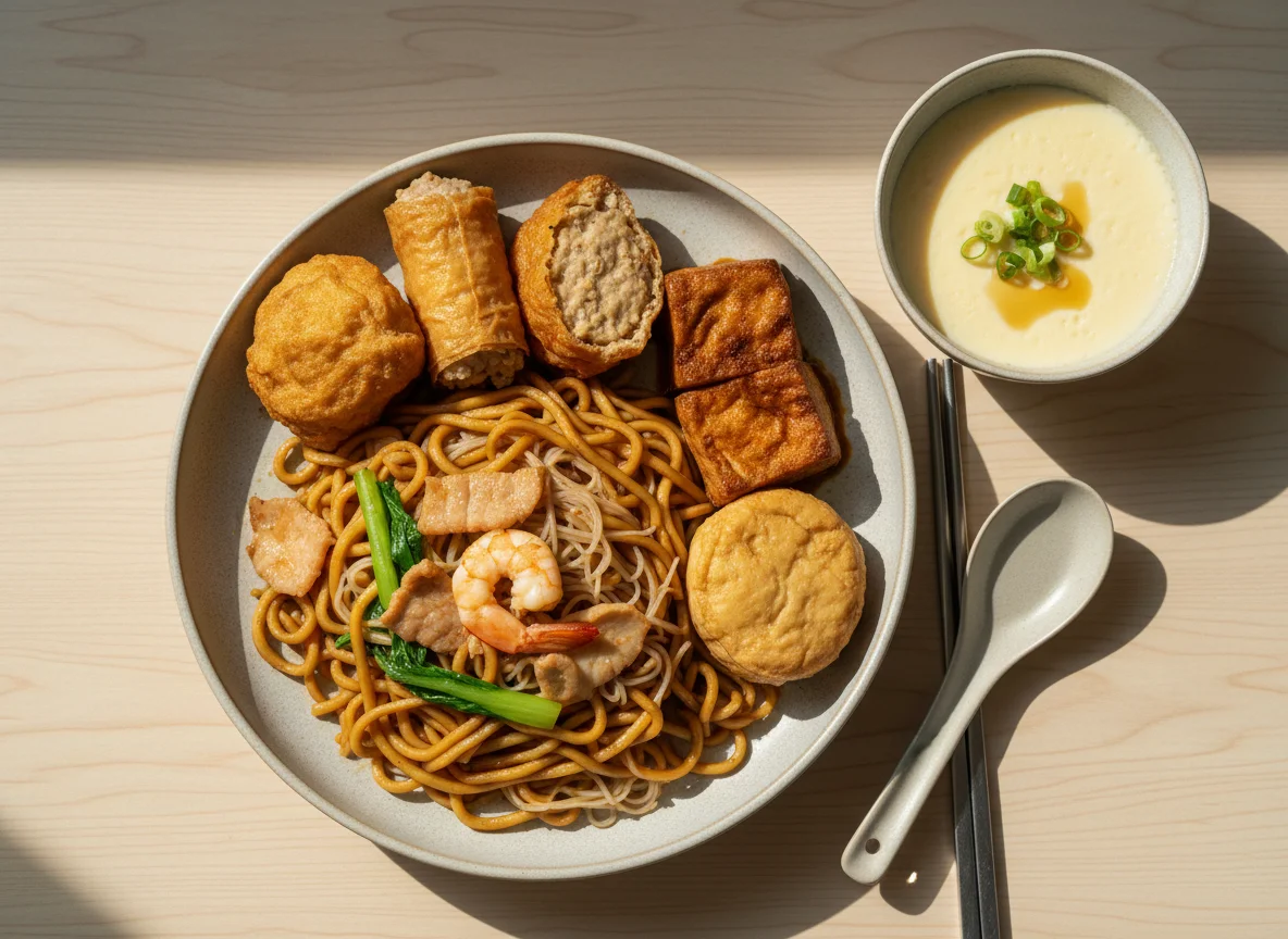 Hokkien Mee with Yong Tau Foo and Braised Tofu photo