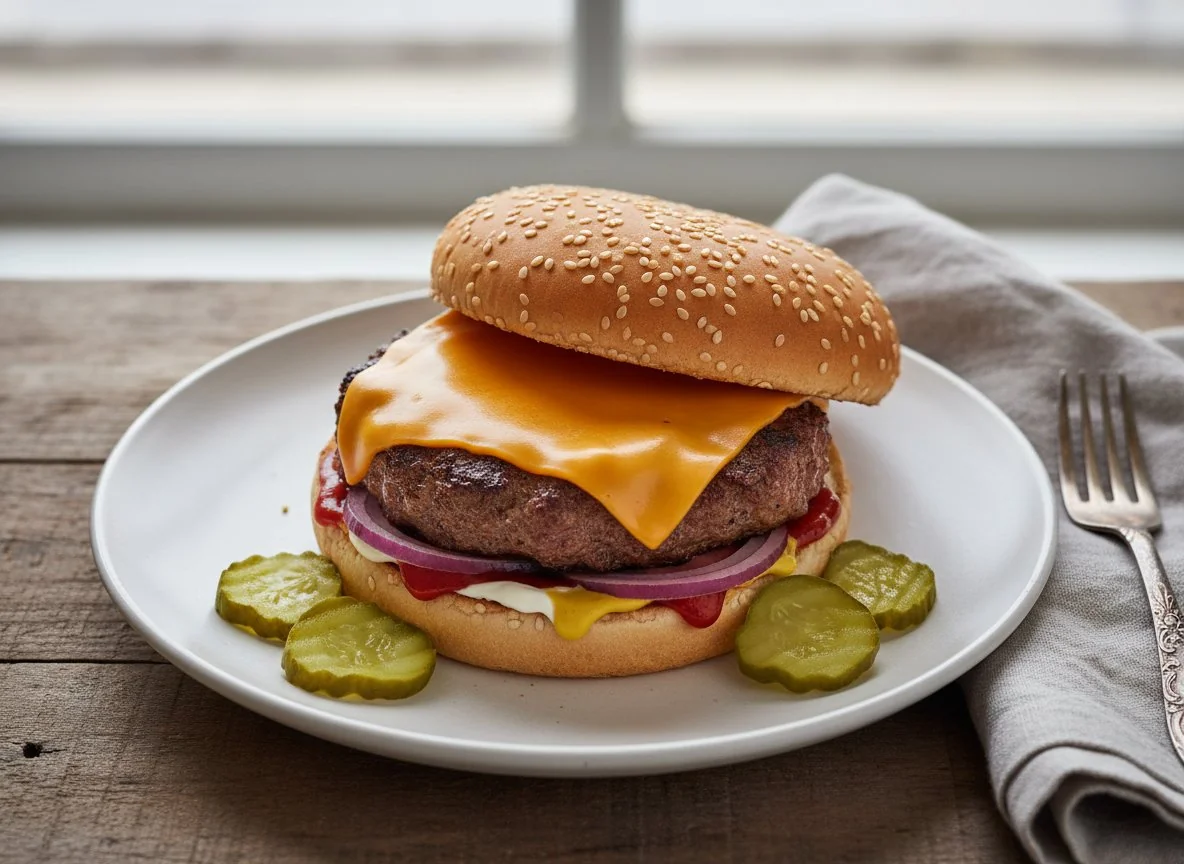 Homemade Beef Cheeseburger photo