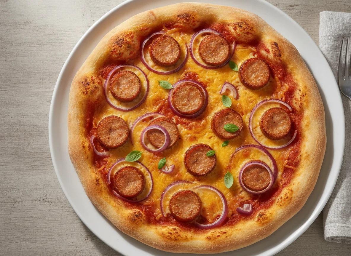 Homemade Sausage and Cheese Pizza photo