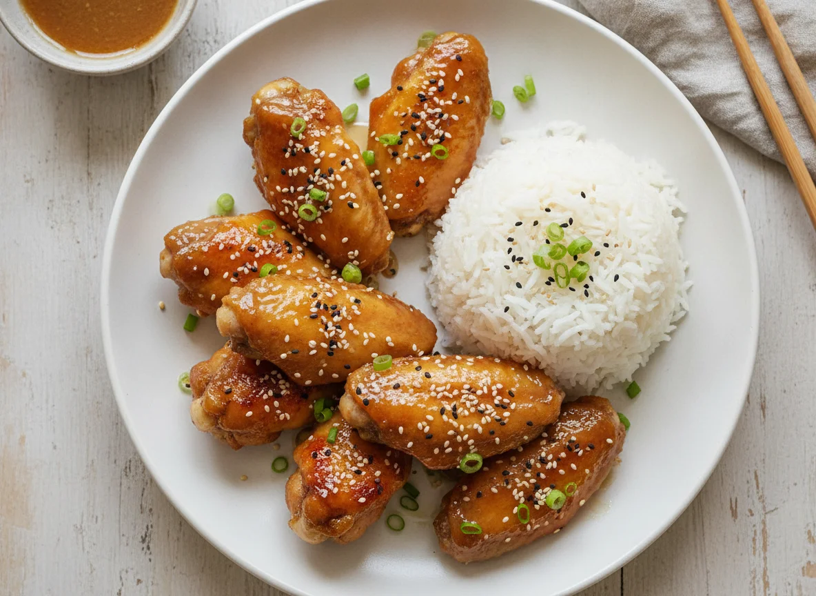 Honey Glazed Chicken Wings with Rice photo