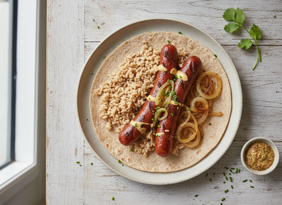 Hot Dog and Brown Rice Wrap photo