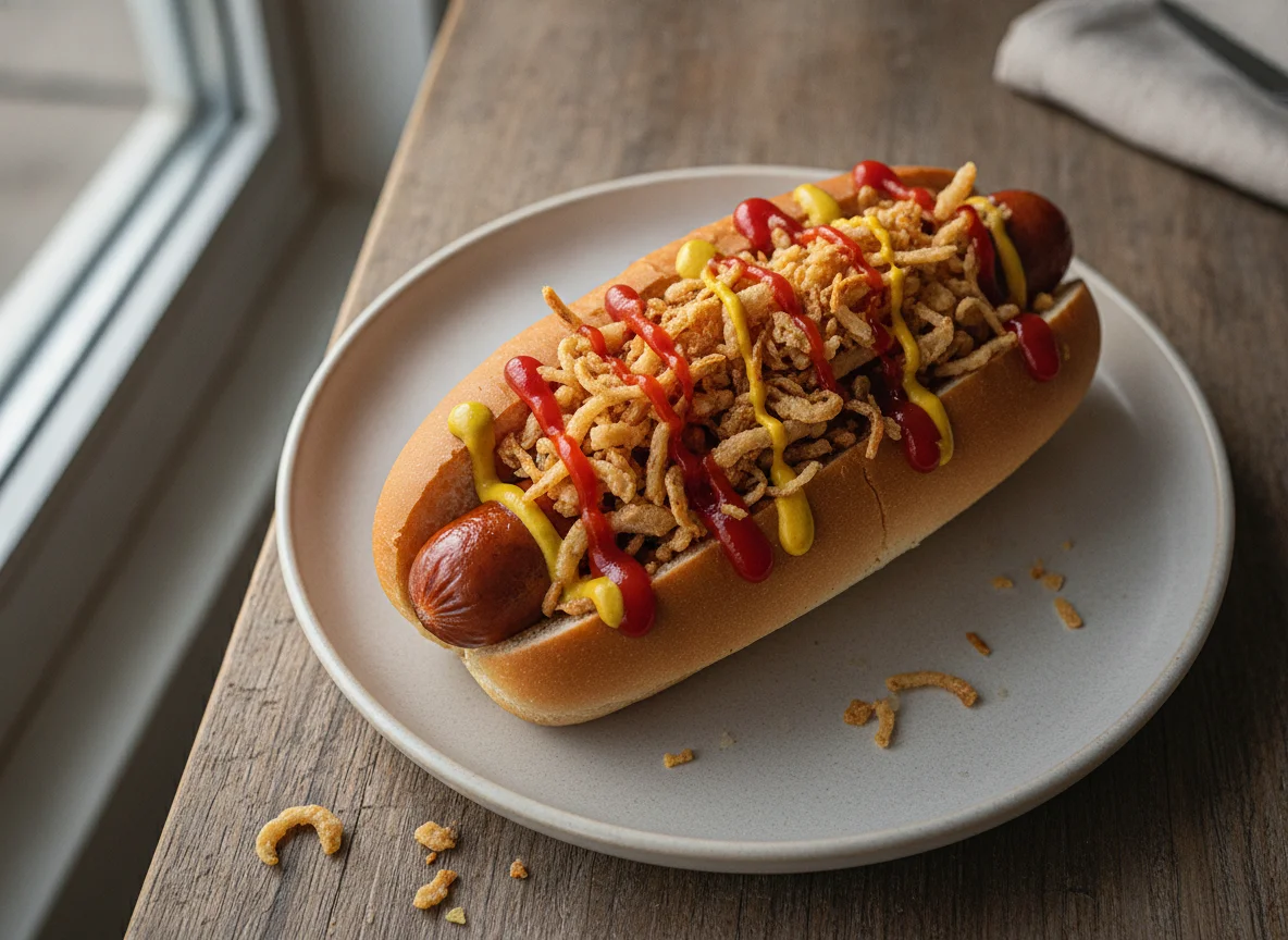 Hot Dog with Fried Onions photo