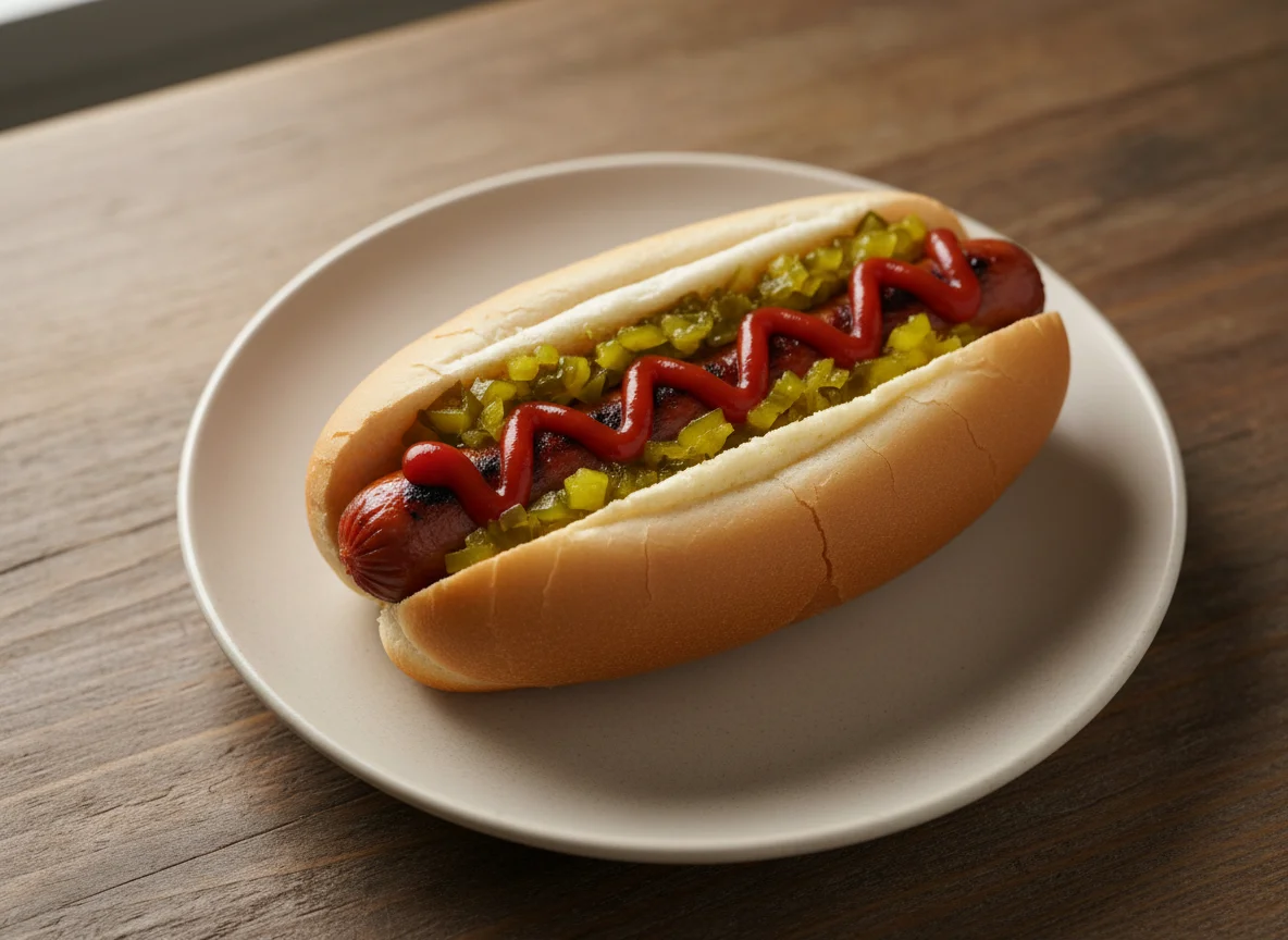 Hot Dog with Ketchup and Relish photo