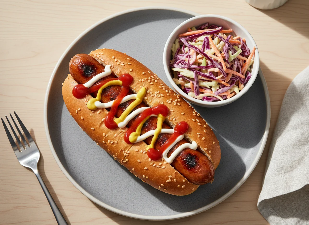 Hot Dog with Sauces and Coleslaw photo