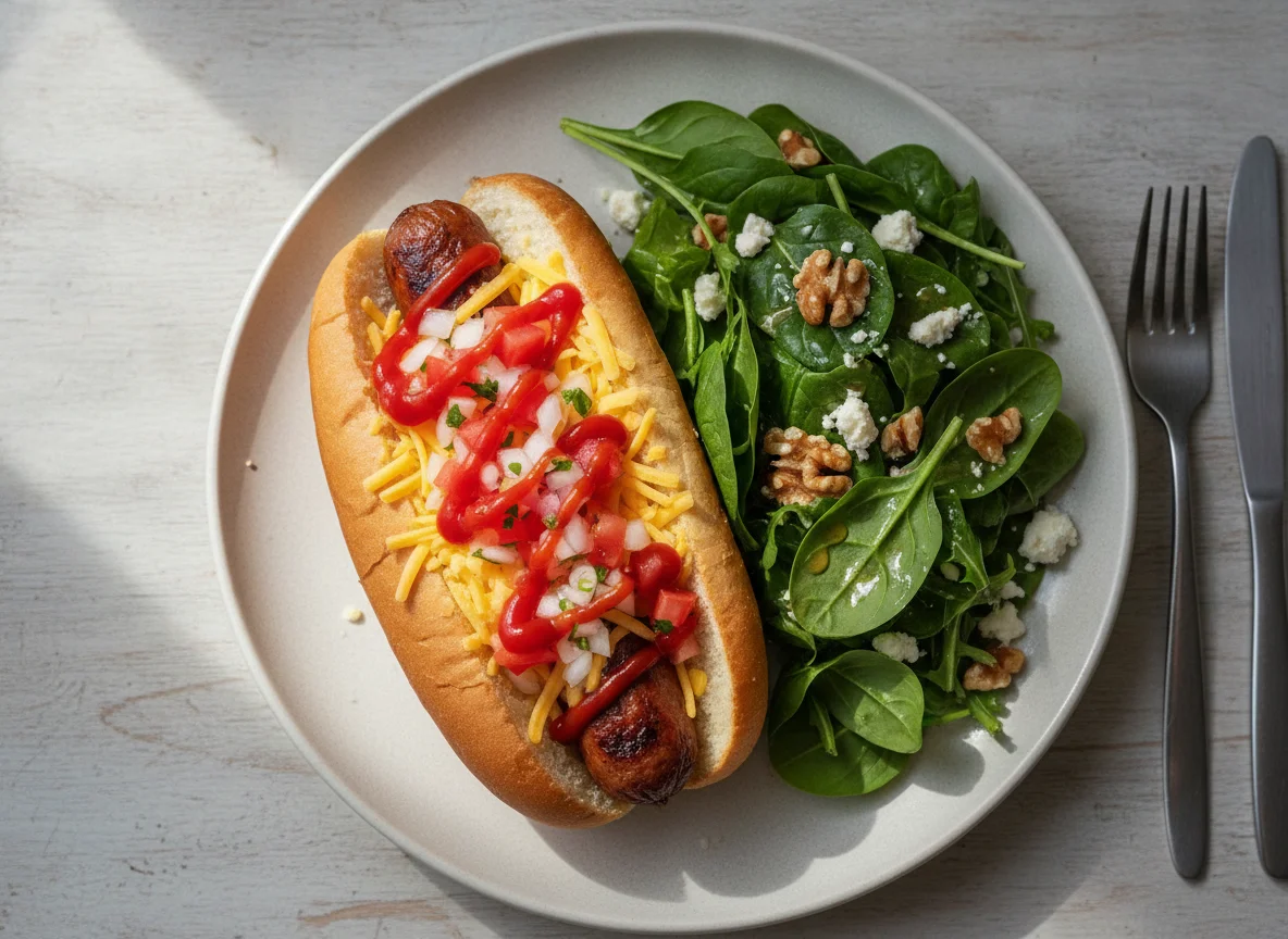 Hot Dog with Side Salad photo
