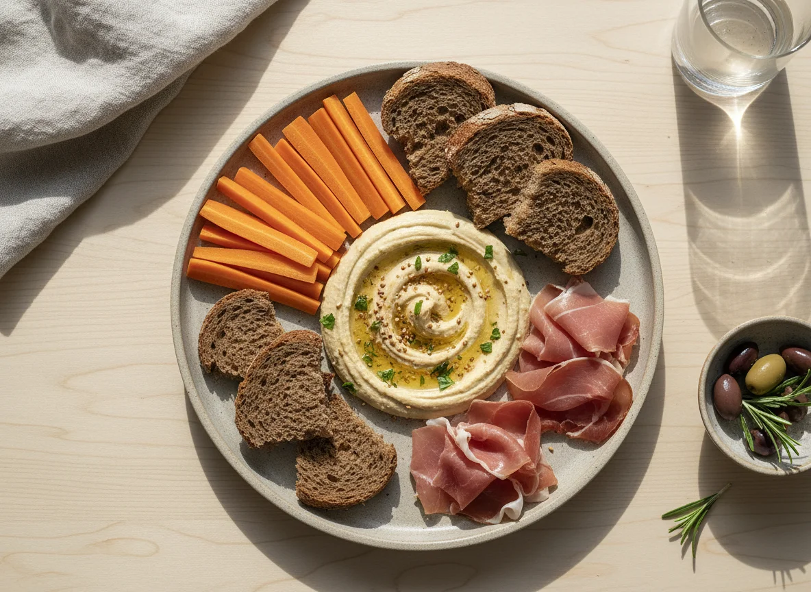 Hummus, Ham and Carrot Snack photo