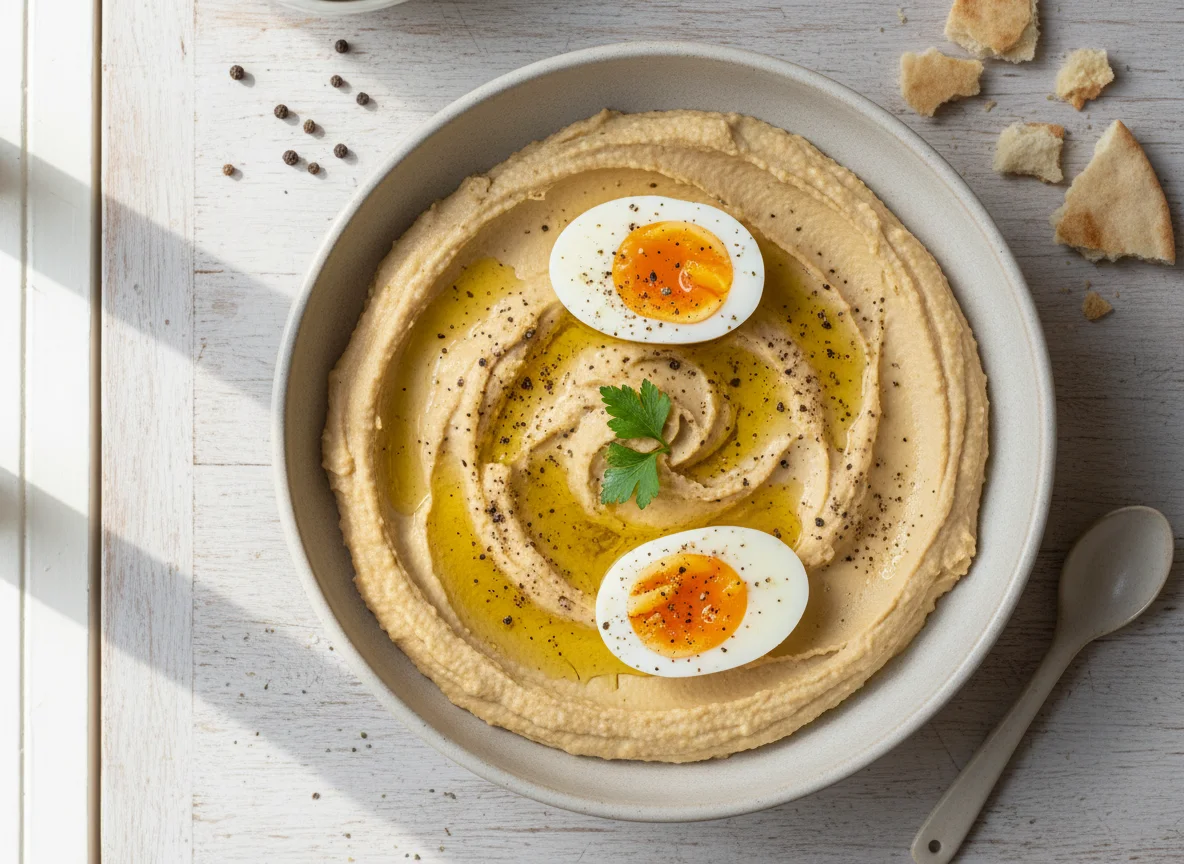 Hummus with Boiled Eggs photo