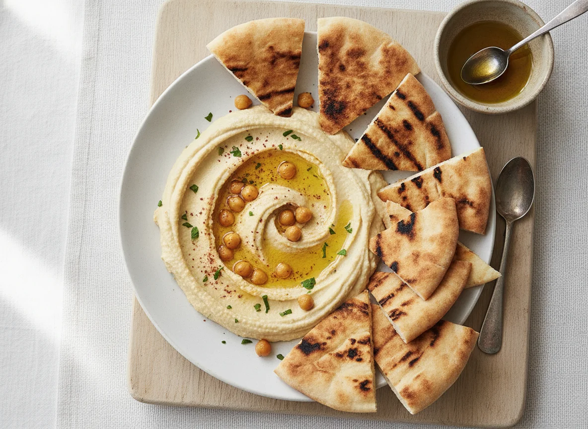 Hummus with Grilled Pita Bread photo