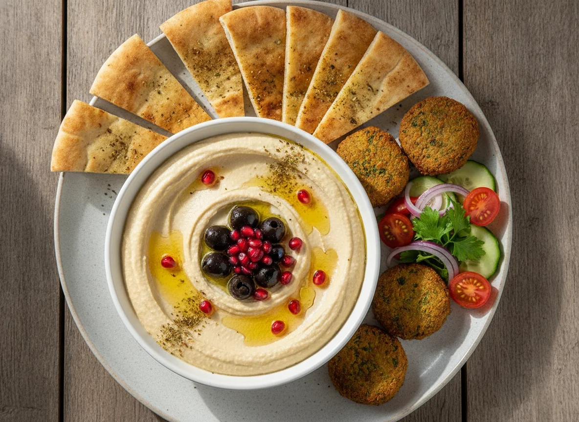 Hummus with Pita and Falafel photo