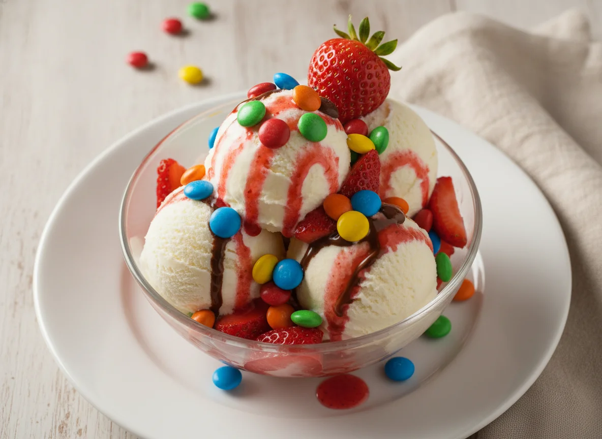 Ice Cream Sundae with Toppings photo