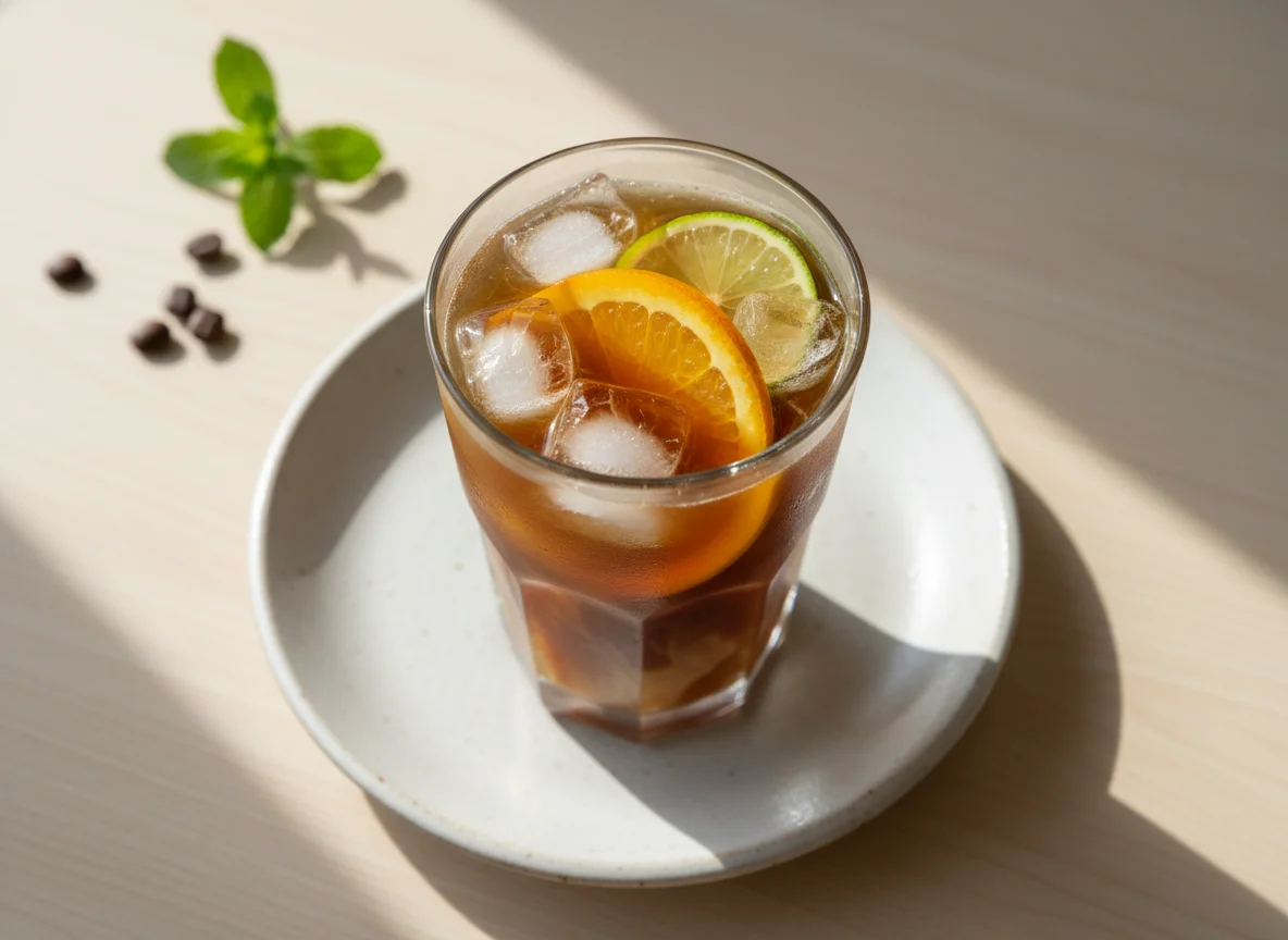 Iced Coffee with Orange and Lime photo