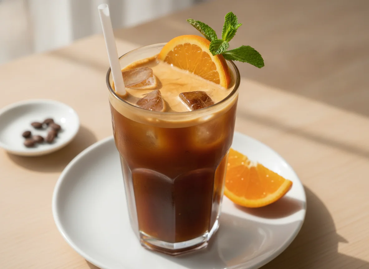 Iced Coffee with Orange Juice photo