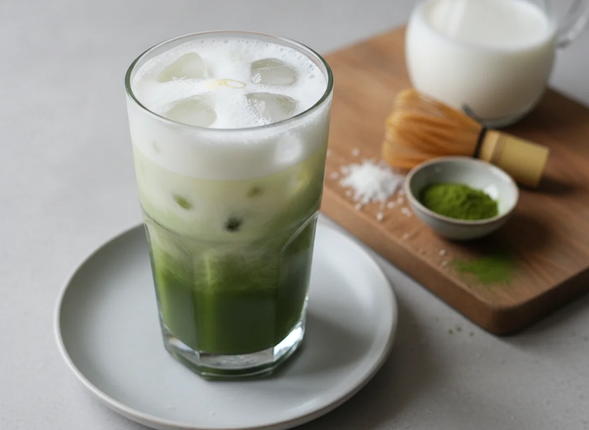 Iced Matcha Latte with Coconut Milk photo