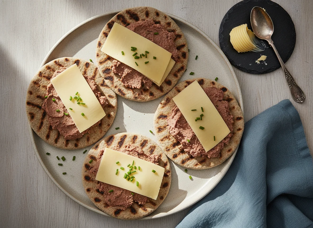 Icelandic Flatbread with Cheese and Liver Pâté photo